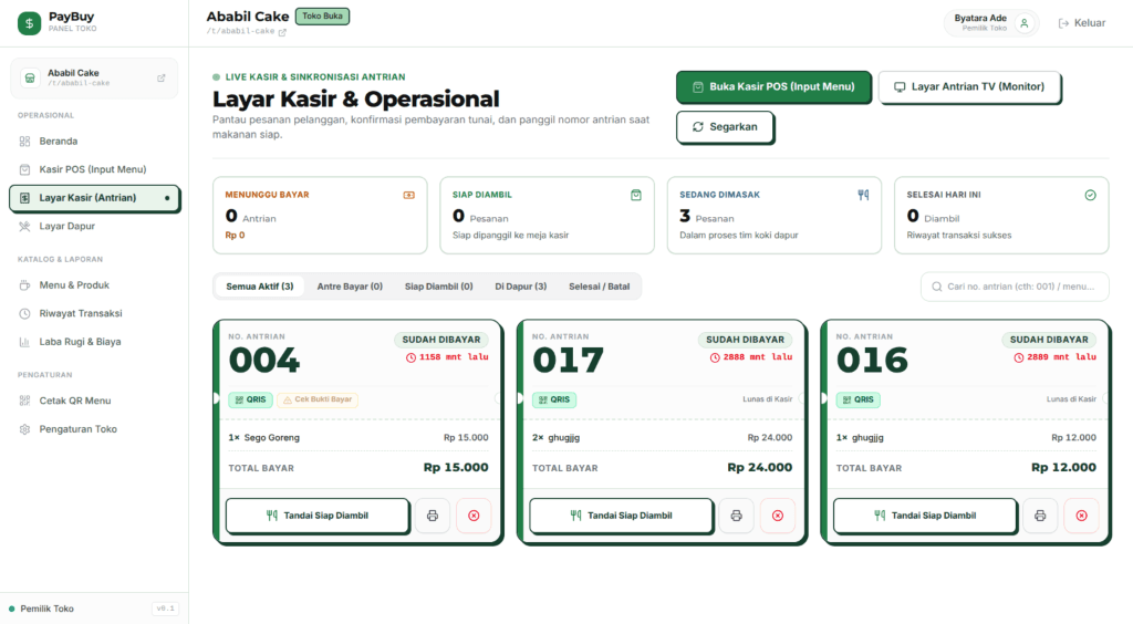 Layar Kasir & Operasional